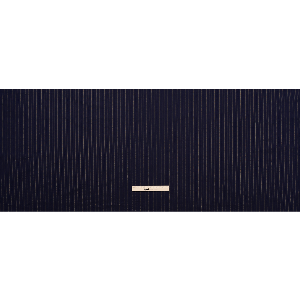 Famous Australian Designer Navy Cotton Voile with Metallic Gold Pinstripes Famous Australian Designer Navy Cotton Voile with Metallic Gold Pinstripes