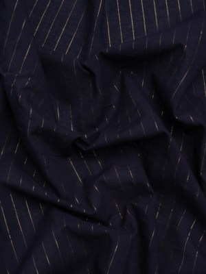 Famous Australian Designer Navy Cotton Voile with Metallic Gold Pinstripes Famous Australian Designer Navy Cotton Voile with Metallic Gold Pinstripes