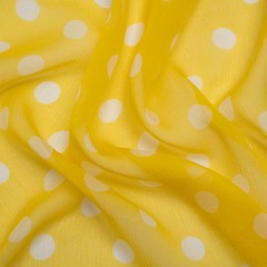 Famous Australian Designer Yellow and White Polka Dot Crinkled Silk Chiffon Famous Australian Designer Yellow and White Polka Dot Crinkled Silk Chiffon