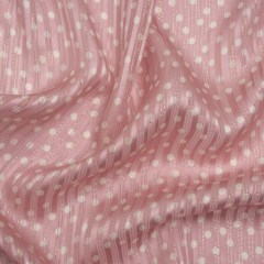 Famous Australian Designer Cream and Pink Polka Dot Silk Burnout Stripe Satin with Metallic Pinstripes Famous Australian Designer Cream and Pink Polka Dot Silk Burnout Stripe Satin with Metallic Pinstripes