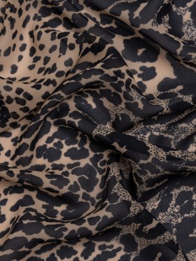 Famous Australian Designer Beige and Black Animal Spots Viscose Georgette Famous Australian Designer Beige and Black Animal Spots Viscose Georgette