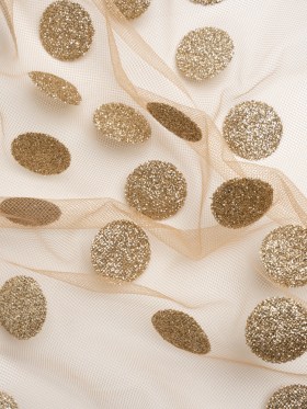 Famous Australian Designer Nude and Gold Glitter Polka Dots Tulle Famous Australian Designer Nude and Gold Glitter Polka Dots Tulle