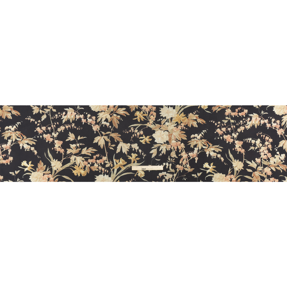 Famous Australian Designer Black and Beige Floral Stretch Polyester Jersey Famous Australian Designer Black and Beige Floral Stretch Polyester Jersey