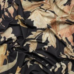 Famous Australian Designer Black and Beige Floral Stretch Polyester Jersey Famous Australian Designer Black and Beige Floral Stretch Polyester Jersey
