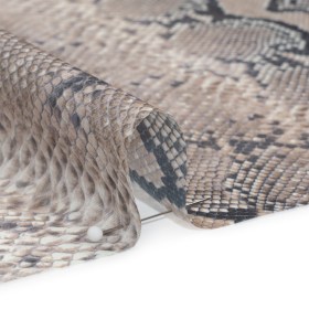 Famous Australian Designer Beige and Charcoal Snakeskin Polyester Voile Famous Australian Designer Beige and Charcoal Snakeskin Polyester Voile