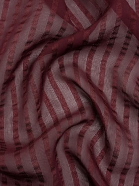 Famous Australian Designer Burgundy Twill Burnout Stripes Silk Georgette Famous Australian Designer Burgundy Twill Burnout Stripes Silk Georgette