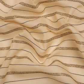 Famous Australian Designer Buff, Black and Metallic Copper Striped Cotton Voile Famous Australian Designer Buff, Black and Metallic Copper Striped Cotton Voile