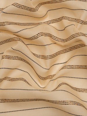 Famous Australian Designer Buff, Black and Metallic Copper Striped Cotton Voile Famous Australian Designer Buff, Black and Metallic Copper Striped Cotton Voile