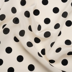 Famous Australian Designer Cream and Black Polka Dots Silk Crepe de Chine Famous Australian Designer Cream and Black Polka Dots Silk Crepe de Chine