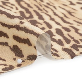 Famous Australian Designer Beige and Brown Animal Spots Silk Woven Famous Australian Designer Beige and Brown Animal Spots Silk Woven