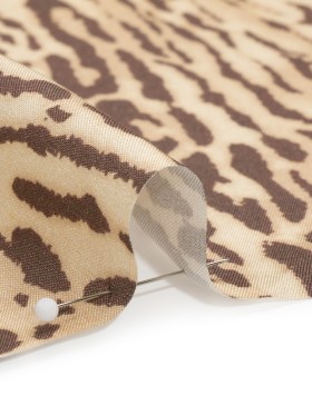 Famous Australian Designer Beige and Brown Animal Spots Silk Woven Famous Australian Designer Beige and Brown Animal Spots Silk Woven