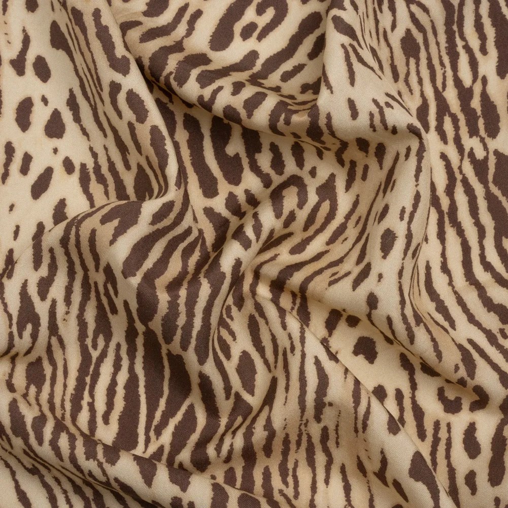Famous Australian Designer Beige and Brown Animal Spots Silk Woven Famous Australian Designer Beige and Brown Animal Spots Silk Woven
