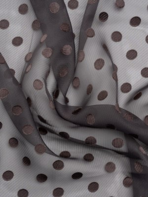 Famous Australian Designer Charcoal Satin Burnout Polka Dots Polyester Chiffon Famous Australian Designer Charcoal Satin Burnout Polka Dots Polyester Chiffon