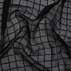 Famous Australian Designer Black Pintuck Grid Silk Georgette Famous Australian Designer Black Pintuck Grid Silk Georgette