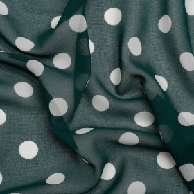 Famous Australian Designer Teal and White Polka Dot Nylon Georgette Famous Australian Designer Teal and White Polka Dot Nylon Georgette