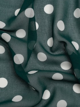 Famous Australian Designer Teal and White Polka Dot Nylon Georgette Famous Australian Designer Teal and White Polka Dot Nylon Georgette