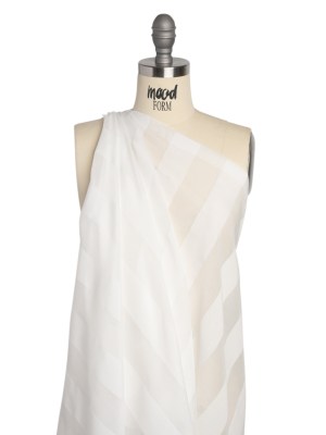 Famous Australian Designer White Burnout Awning Stripes Cotton and Silk Voile Famous Australian Designer White Burnout Awning Stripes Cotton and Silk Voile