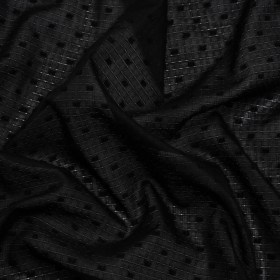 Famous Australian Designer Black Swiss Dot Gridded Cotton Woven Famous Australian Designer Black Swiss Dot Gridded Cotton Woven