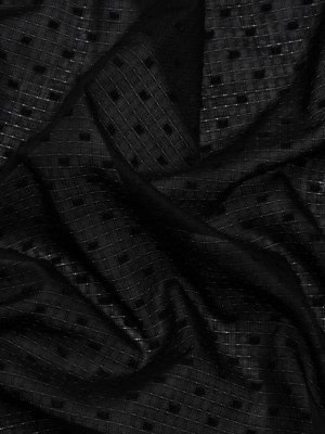 Famous Australian Designer Black Swiss Dot Gridded Cotton Woven Famous Australian Designer Black Swiss Dot Gridded Cotton Woven