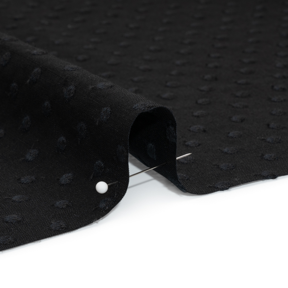 Famous Australian Designer Black Embroidered Polka Dots LightweightLinen and Cotton Woven Famous Australian Designer Black Embroidered Polka Dots LightweightLinen and Cotton Woven