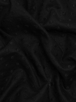 Famous Australian Designer Black Embroidered Polka Dots LightweightLinen and Cotton Woven Famous Australian Designer Black Embroidered Polka Dots LightweightLinen and Cotton Woven