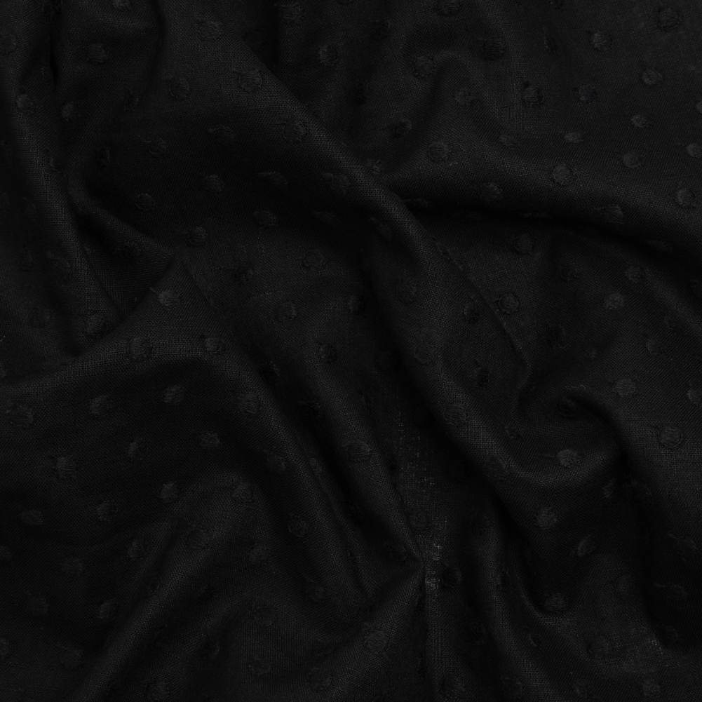 Famous Australian Designer Black Embroidered Polka Dots LightweightLinen and Cotton Woven Famous Australian Designer Black Embroidered Polka Dots LightweightLinen and Cotton Woven