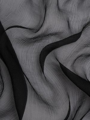 Famous Australian Designer Black Crinkled Silk Chiffon Famous Australian Designer Black Crinkled Silk Chiffon