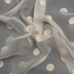Famous Australian Designer Cream Burnout Satin Polka Dot Polyester and Viscose Chiffon Famous Australian Designer Cream Burnout Satin Polka Dot Polyester and Viscose Chiffon