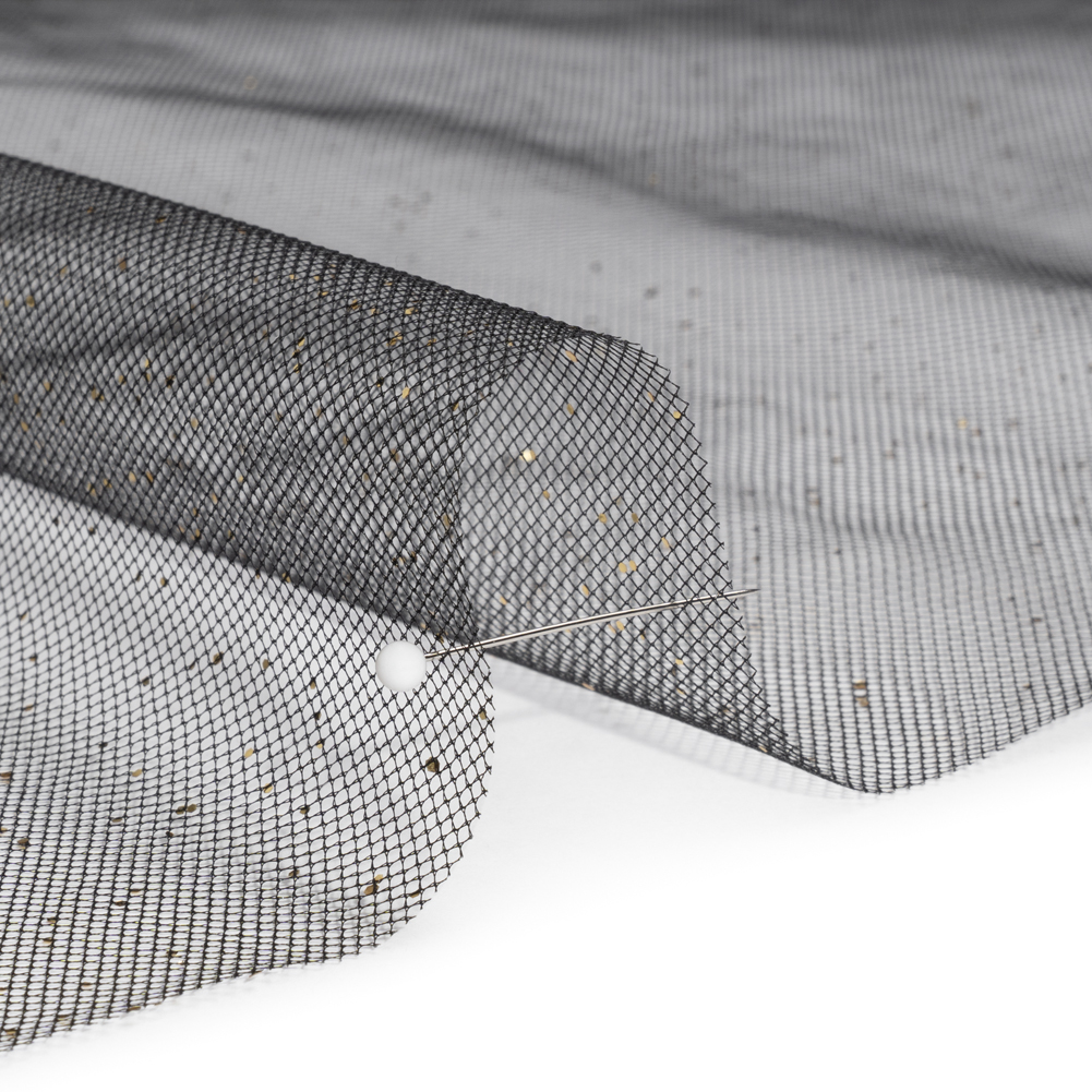 Famous Australian Designer Black and Gold Glitter Speckled Tulle Famous Australian Designer Black and Gold Glitter Speckled Tulle