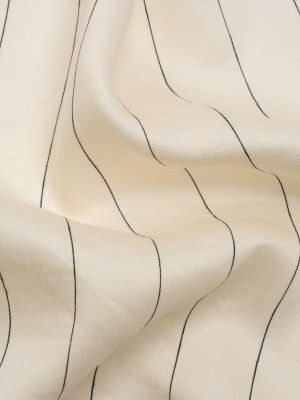 Famous Australian Designer Cream and Black Pinstripes Linen and Viscose Twill Famous Australian Designer Cream and Black Pinstripes Linen and Viscose Twill