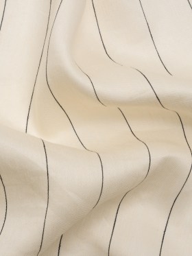 Famous Australian Designer Cream and Black Pinstripes Linen and Viscose Twill Famous Australian Designer Cream and Black Pinstripes Linen and Viscose Twill