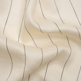 Famous Australian Designer Cream and Black Pinstripes Linen and Viscose Twill Famous Australian Designer Cream and Black Pinstripes Linen and Viscose Twill