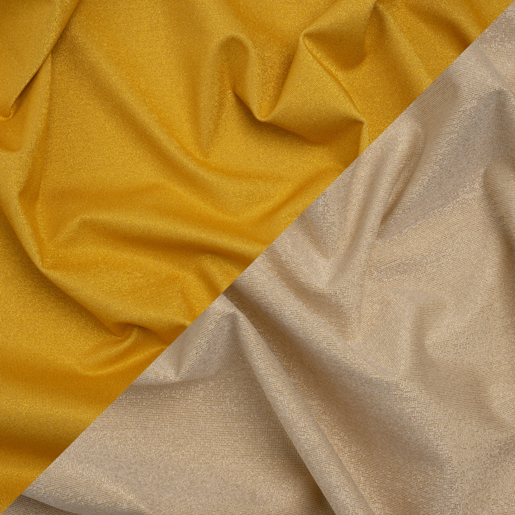 Famous Australian Designer Yellow, Beige and Metallic Gold Double Face Stretch Polyester Tricot Famous Australian Designer Yellow, Beige and Metallic Gold Double Face Stretch Polyester Tricot