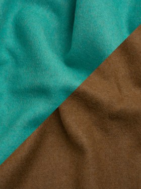 Italian Camel and Aqua Brushed Wool and Polyester Double Cloth Coating Italian Camel and Aqua Brushed Wool and Polyester Double Cloth Coating
