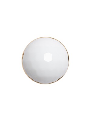 Domed Plastic Shank Back Button – White and Metallic Gold Faceted – 24L/15mm Domed Plastic Shank Back Button – White and Metallic Gold Faceted – 24L/15mm