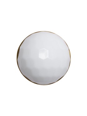 Domed Plastic Shank Back Button – White and Metallic Gold Faceted – 32L/20mm Domed Plastic Shank Back Button – White and Metallic Gold Faceted – 32L/20mm