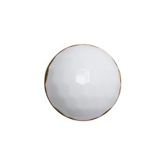 Domed Plastic Shank Back Button – White and Metallic Gold Faceted – 32L/20mm Domed Plastic Shank Back Button – White and Metallic Gold Faceted – 32L/20mm
