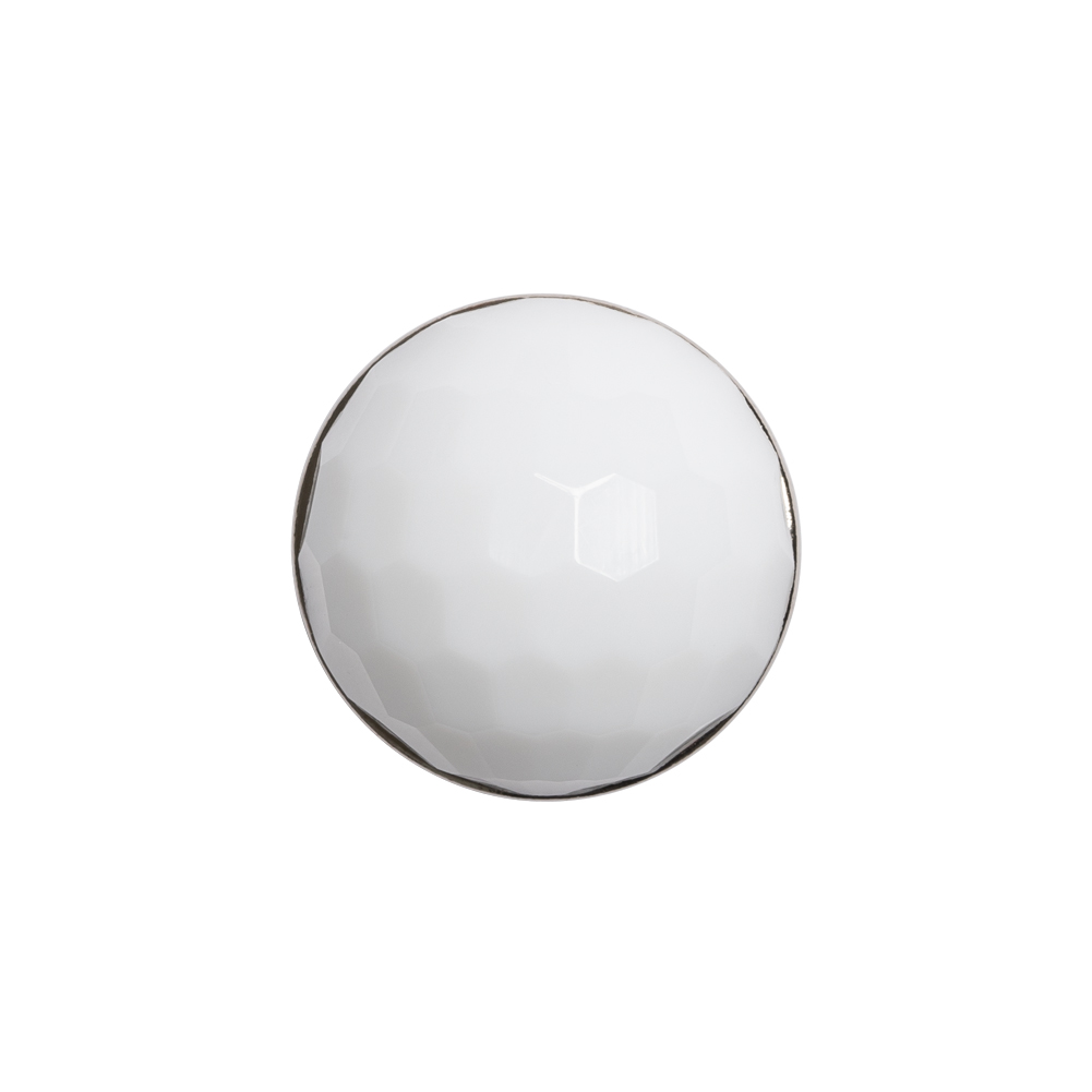 Domed Plastic Shank Back Button – White and Metallic Silver Faceted – 32L/20mm Domed Plastic Shank Back Button – White and Metallic Silver Faceted – 32L/20mm