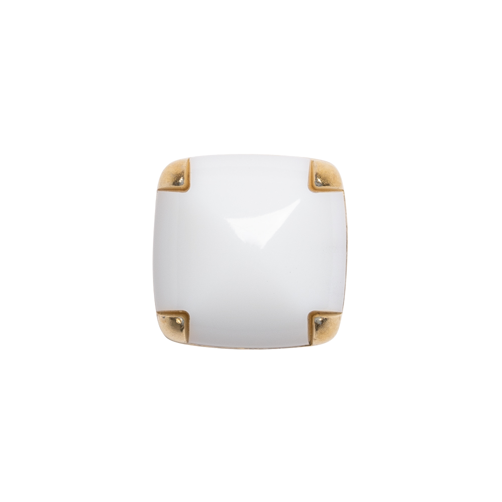 Square Plastic Shank Back Button – White and Metallic Gold Faux Stone – 24L/15mm Square Plastic Shank Back Button – White and Metallic Gold Faux Stone – 24L/15mm