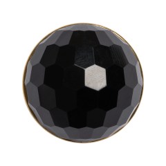 Domed Plastic Shank Back Button – Black and Metallic Gold Faceted – 44L/28mm Domed Plastic Shank Back Button – Black and Metallic Gold Faceted – 44L/28mm