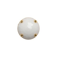 Plastic Shank Back Button – White and Metallic Gold Faceted Half Dome – 24L/15mm Plastic Shank Back Button – White and Metallic Gold Faceted Half Dome – 24L/15mm