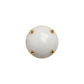 Plastic Shank Back Button – White and Metallic Gold Faceted Half Dome – 24L/15mm Plastic Shank Back Button – White and Metallic Gold Faceted Half Dome – 24L/15mm