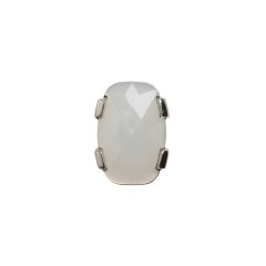 Plastic Shank Back Button – Semi-Translucent White and Metallic Silver Faceted Rounded Rectangle – 24L/15mm Plastic Shank Back Button – Semi-Translucent White and Metallic Silver Faceted Rounded Rectangle – 24L/15mm