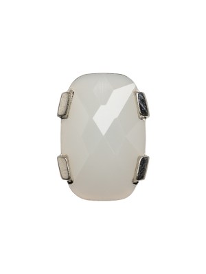 Plastic Shank Back Button – Semi-Translucent White and Metallic Silver Faceted Rounded Rectangle – 32L/20mm Plastic Shank Back Button – Semi-Translucent White and Metallic Silver Faceted Rounded Rectangle – 32L/20mm