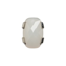 Plastic Shank Back Button – Semi-Translucent White and Metallic Silver Faceted Rounded Rectangle – 32L/20mm Plastic Shank Back Button – Semi-Translucent White and Metallic Silver Faceted Rounded Rectangle – 32L/20mm