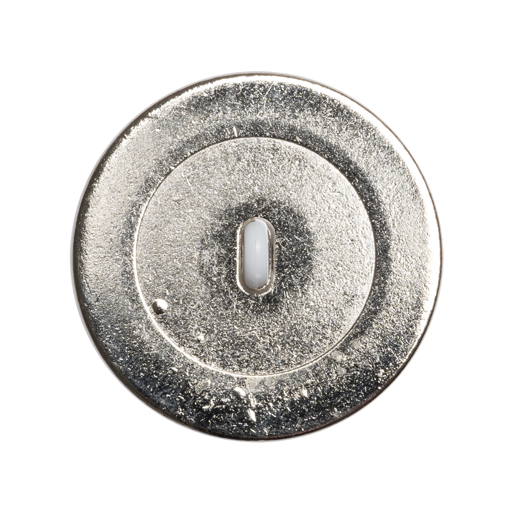 Domed Plastic Shank Back Button – White and Metallic Silver Faceted – 44L/28mm Domed Plastic Shank Back Button – White and Metallic Silver Faceted – 44L/28mm