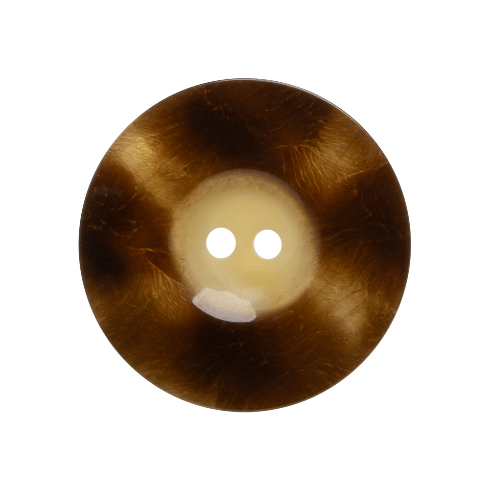 Plastic 2-Hole Button Made in Italy – Brown Mottled Wide Rim – 42L/27mm Plastic 2-Hole Button Made in Italy – Brown Mottled Wide Rim – 42L/27mm