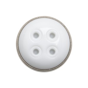Faux 4-Hole Plastic Shank Back Button Made in Italy – White and Gunmetal – 40L/25.5mm Faux 4-Hole Plastic Shank Back Button Made in Italy – White and Gunmetal – 40L/25.5mm
