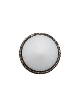 Plastic Shank Back Button – White and Gunmetal Low Cone-Shaped Rope Rim – 24L/15mm Plastic Shank Back Button – White and Gunmetal Low Cone-Shaped Rope Rim – 24L/15mm