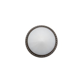 Plastic Shank Back Button – White and Gunmetal Low Cone-Shaped Rope Rim – 24L/15mm Plastic Shank Back Button – White and Gunmetal Low Cone-Shaped Rope Rim – 24L/15mm